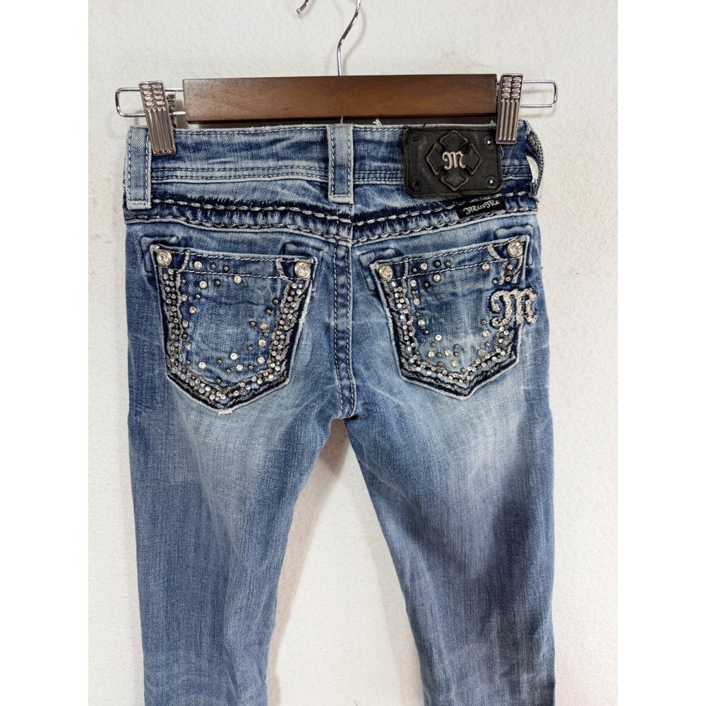 Miss Me Jeans Bootcut Embellished Pocket Women's 22 Blue 33" Inseam JE5408B10L